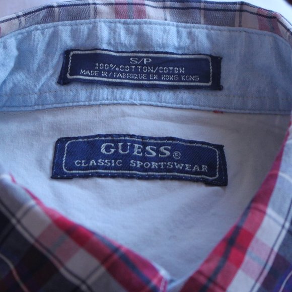 Guess(R)  Classic Sportswear Men's Red, White & Blue 100% Small cotton shirt - Picture 4 of 10